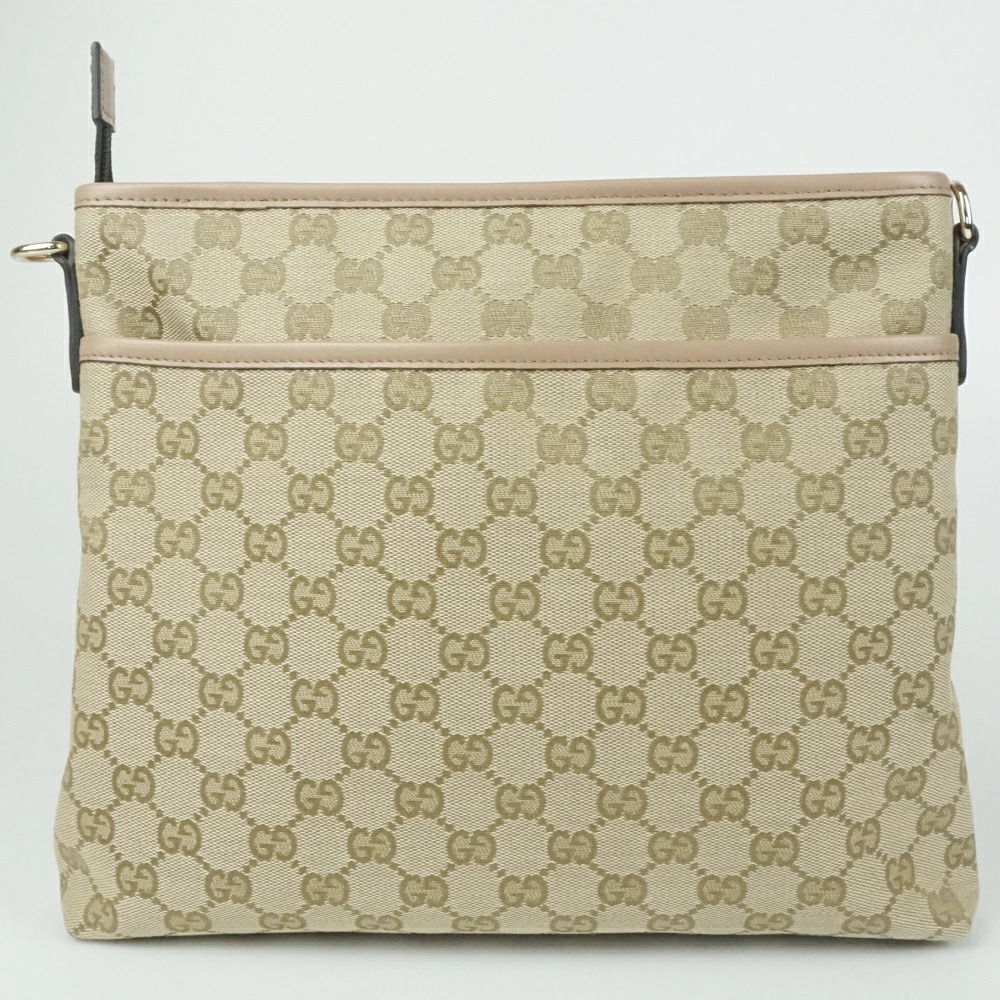 Gucci Shoulder Bag Beige Cream Pink Tones Canvas x Leather GG Crossbody